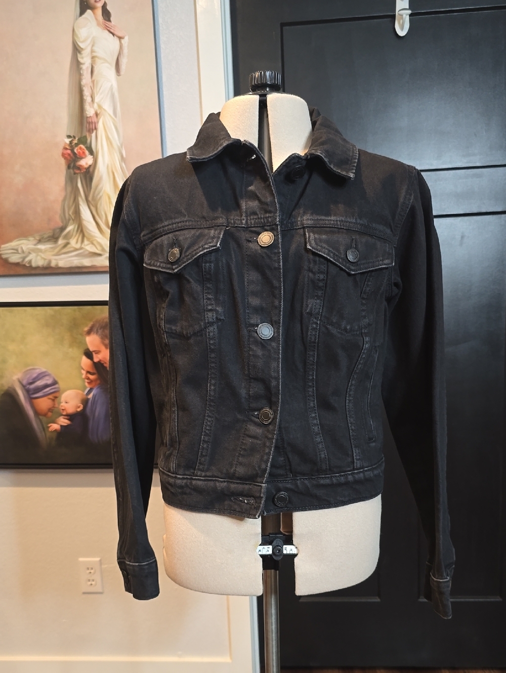 SO Black Denim Jean Jacket with Button Front, sz S